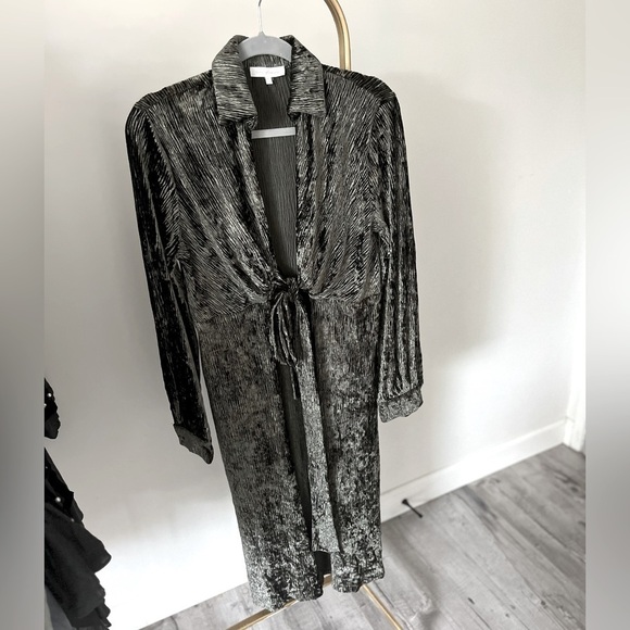 NWT Ces Femme Velvet Green Open Front Duster (Cardigan) - Picture 4 of 6